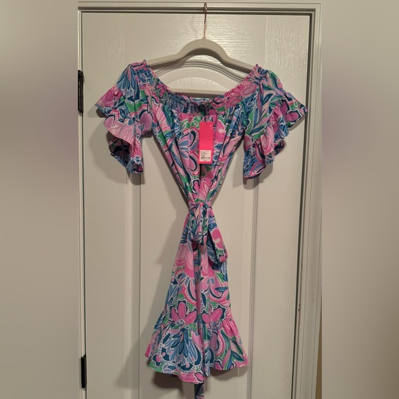 Lilly Pulitzer MADDLYN STRETCH DRESS | GECKO GREEN | TIGER SUNRISE | SMALL - Picture 2 of 6